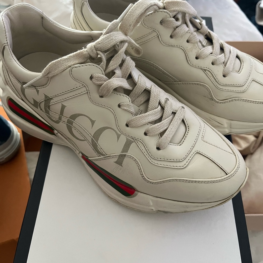 Gucci Cream Sneakers with Chunky Sole and Logo